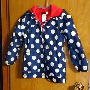 Carter's hooded jacket, 6/6X, blue with white poka dots